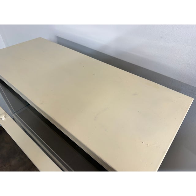 Vintage Industrial Steel Barrister Bookcases With Glass Lift-Up Doors For Sale - Image 4 of 12