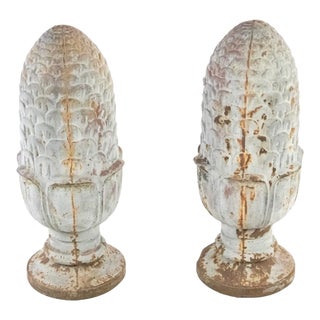 Pair of Antique Cast Iron Finials For Sale