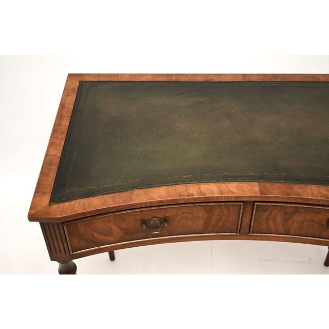 Wood Walnut Leather Top Concave Desk, 1930 For Sale - Image 7 of 12