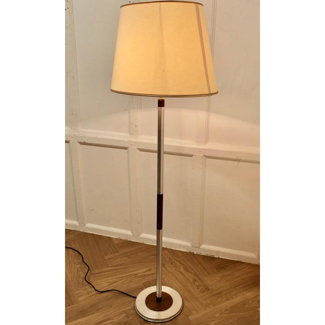 Brown Mid-Century Modern Chrome and Wood Telescopic Floor Lamp, 1960s For Sale - Image 8 of 12