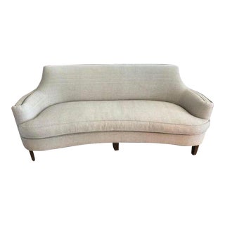 Traditional Curved Sofa with Studded Detail For Sale