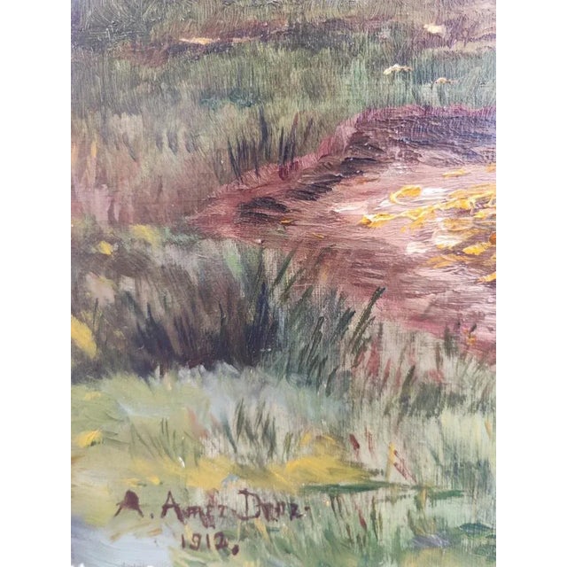 Modern Arthur Amez-Droz, Paysage lacustre automnal, 1912, Oil on Canvas For Sale - Image 3 of 9