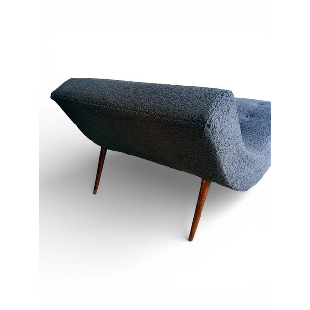 Attributed to Adrian Pearsall Wave Chaise Lounge Chair – Mid Century Modern Blue Bouclé For Sale - Image 15 of 16