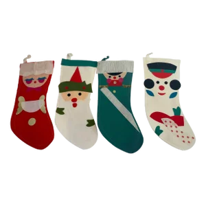 Vintage Appliquéd Holiday Stockings - Set of 4