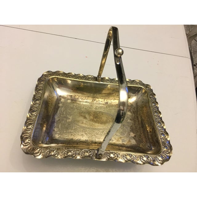 Antique Silver Plated Brass Basket For Sale - Image 4 of 18