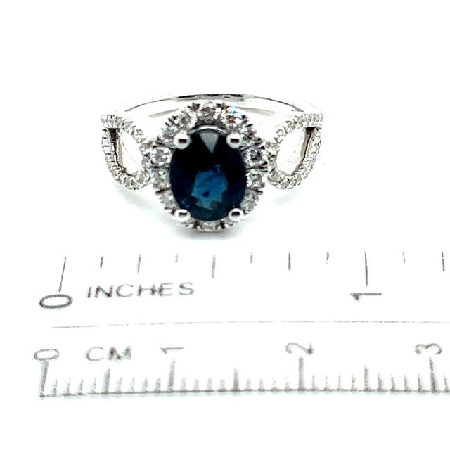 Natural Sapphire Diamond Ring Size 6.25 14k W Gold 2.93 TCW Certified For Sale - Image 10 of 10
