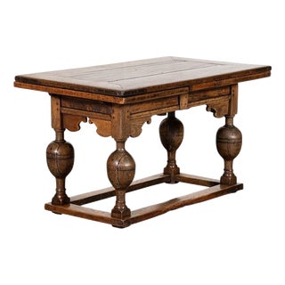 17th Century English Oak Draw-Leaf Refectory Table, 1680 For Sale