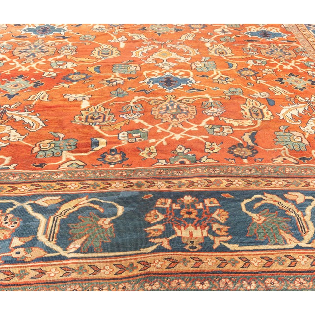 Antique Persian Sultanabad Red Botanic Handmade Wool Rug For Sale - Image 4 of 8