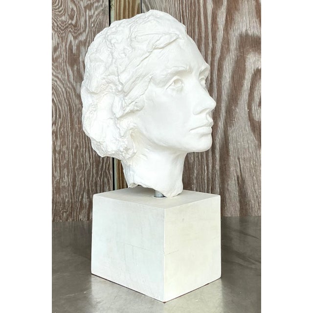 White Vintage Boho Plaster Bust of Woman For Sale - Image 8 of 9
