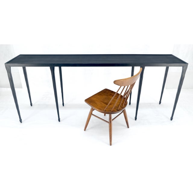 Metal Wrought Iron Blacksmith Work Gallery Top 19x84" Long Console Sofa Table MINT For Sale - Image 7 of 14
