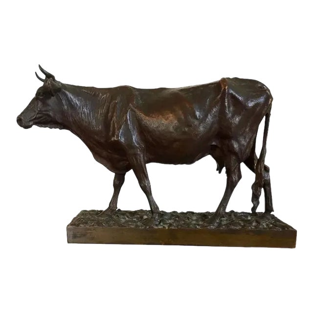 19th Century French Animalier Bronze Sculpture of a Cow For Sale