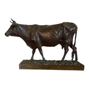 19th Century French Animalier Bronze Sculpture of a Cow