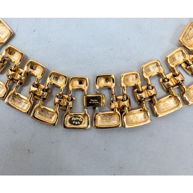 Vintage 1990 Signed Napier Goldtone Swarovski Crystals Wide Collar Necklace For Sale - Image 13 of 15