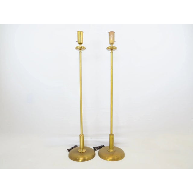 Vintage 1940s Art Deco Solid Brass Floor Lamp Torchères - a Pair For Sale - Image 11 of 11