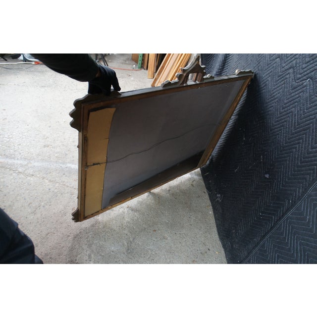 Wood Late 20th Century Chinese Chippendale Gold Regency Pagoda Acanthus Wall Vanity Mantel Mirror 45" For Sale - Image 7 of 11