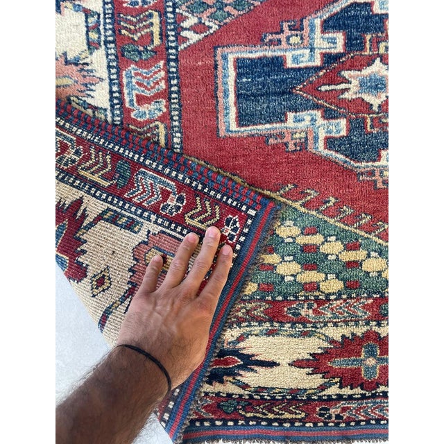 Persian Vintage Kazak Medallions Tribal Rug 6 x 6.9 For Sale - Image 3 of 10