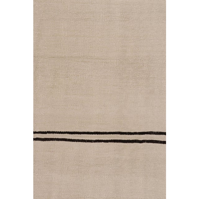 Traditional Rare Vintage Turkish Kilim in Off-White and Beige With Black Stripes For Sale - Image 3 of 7