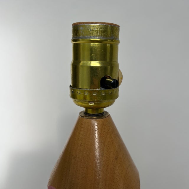 Lightolier Vintage Red Lightolier Wood Pencil Lamp For Sale - Image 4 of 11