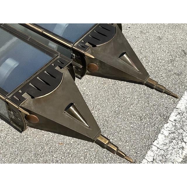 Vintage Monumental Copper Wall Sconces - A Pair For Sale - Image 10 of 12