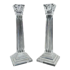 1990s Waterford Americas Heritage Collection Pair of George Washington Candlesticks