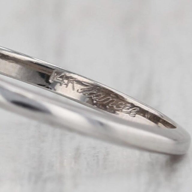 Modern 0.20ctw Diamond 3-Stone Marquise Halo Ring 14k White Gold Size 6.25 For Sale - Image 3 of 8