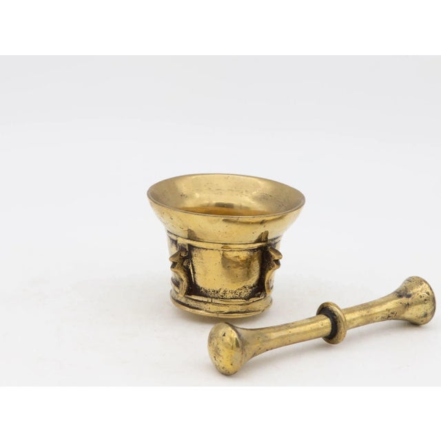 French Antique Vintage Brass Mortar and Pestle For Sale - Image 3 of 9
