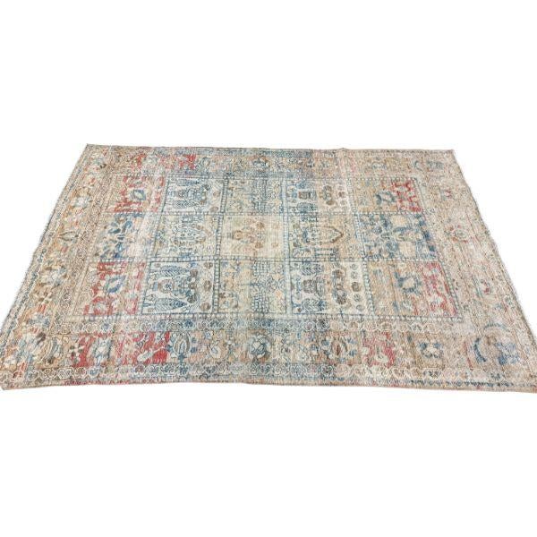 Persian Antique Botanical Rug | Blue and Red Floral Motifs | 4x7 For Sale - Image 3 of 5