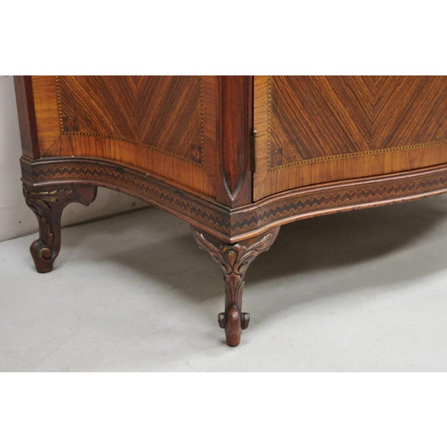 Antique French Louis XV Marble Top Demilune Dresser Commode Cabinet W/ 5 Drawers For Sale - Image 11 of 13