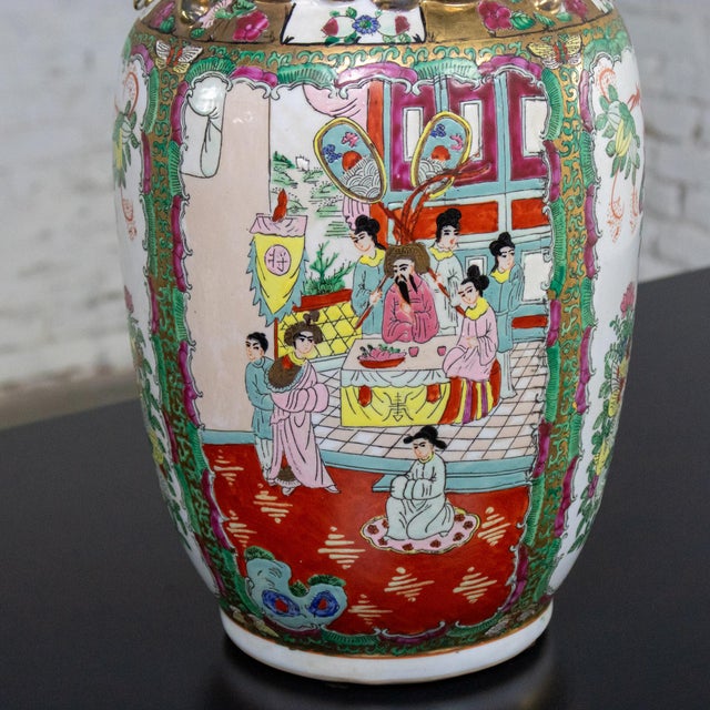 Mid to Late 20th Century Asian Porcelain Rose Medallion Vase Andrea by Sadek Hand Painted For Sale - Image 10 of 18