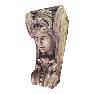 Antique Terra Cotta Facade Keystone Depicting Athena For Sale