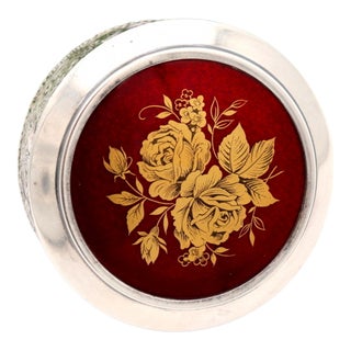 Embossed Silver Jewelry Box with Floral and Bird Motifs For Sale