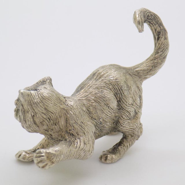 Vintage Italian Handmade Silver Cat Figurine, Milan, Italy, 1960s For Sale - Image 6 of 13