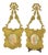 Rococo Brass Frames with Hand-Painted Miniatures and Ribbon Hangers, 1920s-1940s, Set of 2 For Sale