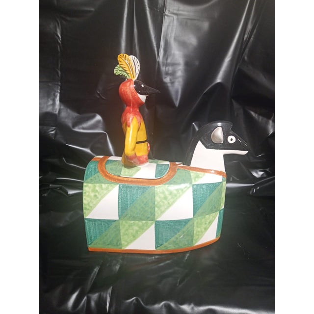 Harlequin teapot by Cerámicas Benlloch Manises Spain, a hand-painted piece by Manuel Benlloch himself in collaboration...