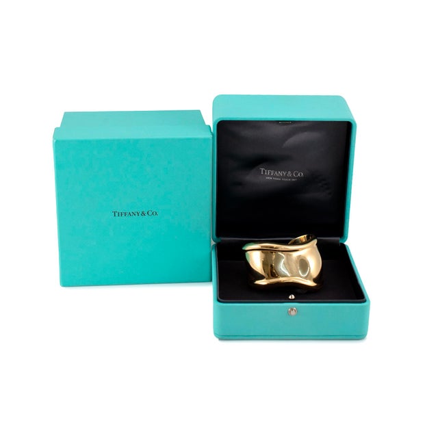 Tiffany & Co. Elsa Peretti 18k Yellow Gold 43mm Small Bone Cuff Bangle Bracelet For Sale In Houston - Image 6 of 8