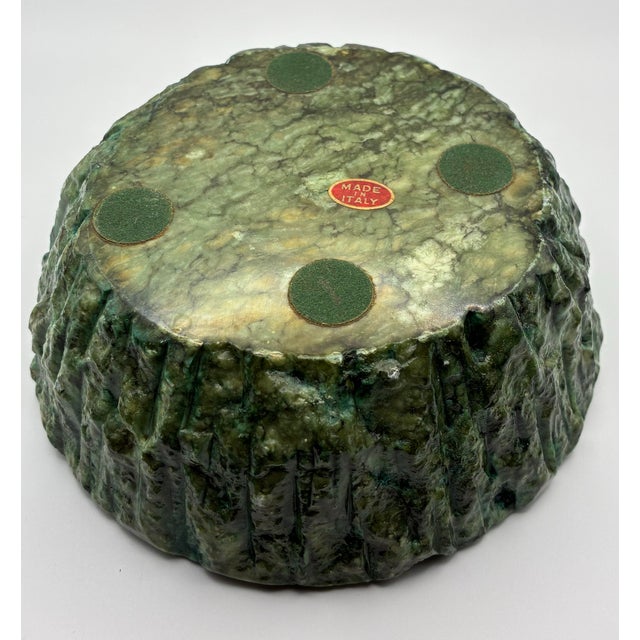 Vintage Italian Carved Green Marble Ashtray or Decorative Stone Bowl For Sale - Image 4 of 4