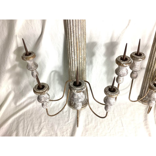 Late 20th Century Wonderful Pair Pilaster Wall Candelabra by Aiden Gray 38 1/2” Tall For Sale - Image 4 of 11