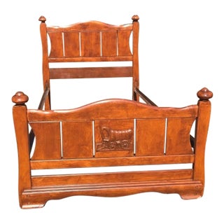Vintage Solid Wood Twin Size Wagon Bed for Kids Room For Sale