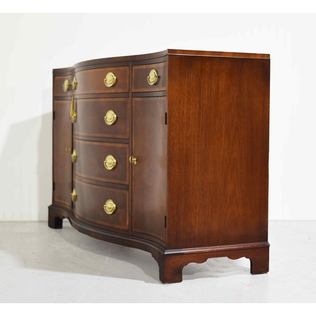 Brown Mid Century Federal Style Banded Mahogany Curve Front Buffet For Sale - Image 8 of 13