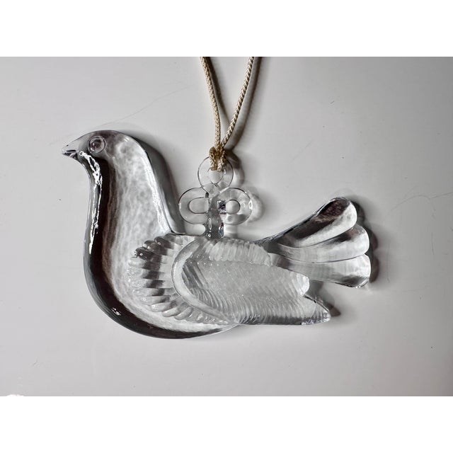 Mid-Century Modern Glass Art Suncatcher in the shape of a Dove by Bertil Vallien for Boda, Sweden, 1970s For Sale - Image 3 of 12
