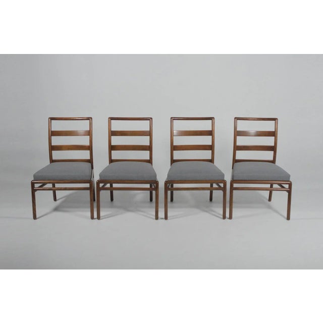 Gray 1970s Vintage T.H. Robsjohn-Gibbings Ladder Back Dining Chairs- Set of 4 For Sale - Image 8 of 8