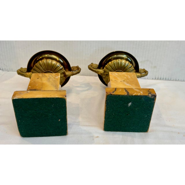 Pair of 19th Century French Bronze and Sienna Marble Urns For Sale - Image 10 of 12