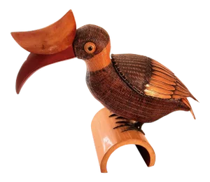 Vintage Mid Century Toucan Bird Wicker Figural Basket