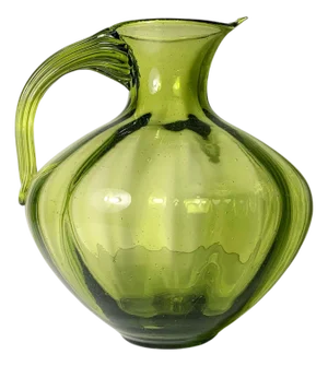 Large Blenko Optic Chartreuse Glass Pitcher Vase by Winslow Anderson