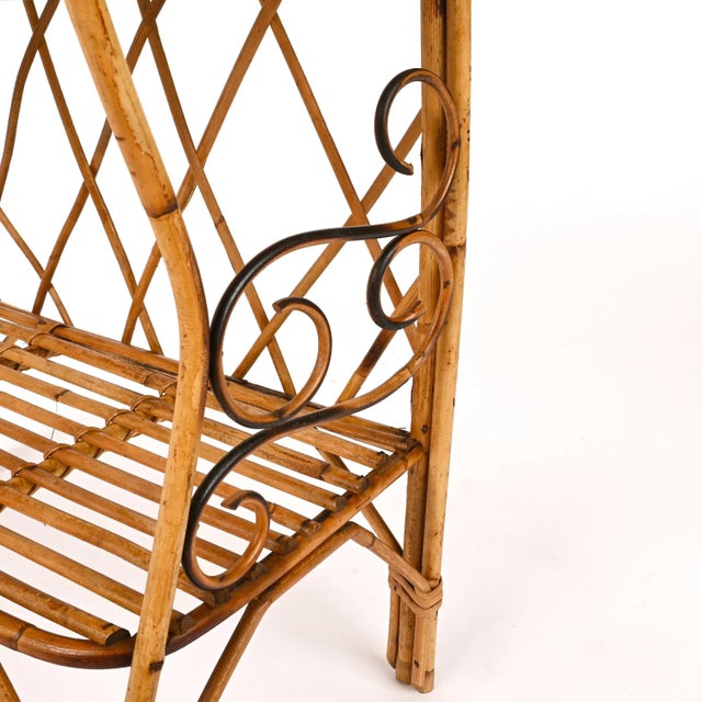 Mid-Century Italian Bamboo Two-Tier Rectangular Coffee or Bedside Table, 1960s For Sale - Image 14 of 16