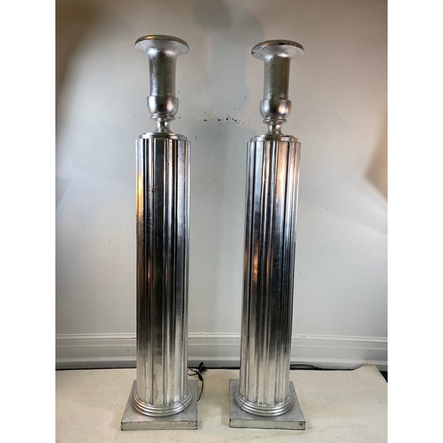 Silver Art Deco Revival Wood Torches - a Pair For Sale - Image 8 of 11