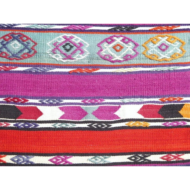 Hot Pink 1960s Vintage Turkish Handknotted Kilim Runner -22"x103" For Sale - Image 8 of 13