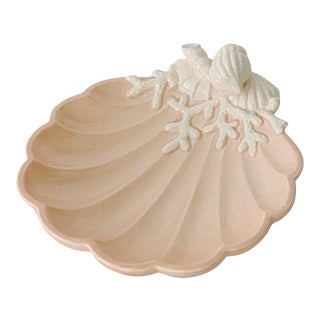Vintage Fitz & Floyd Ceramic Sea Shell Corals Trinket Dish Bowl For Sale
