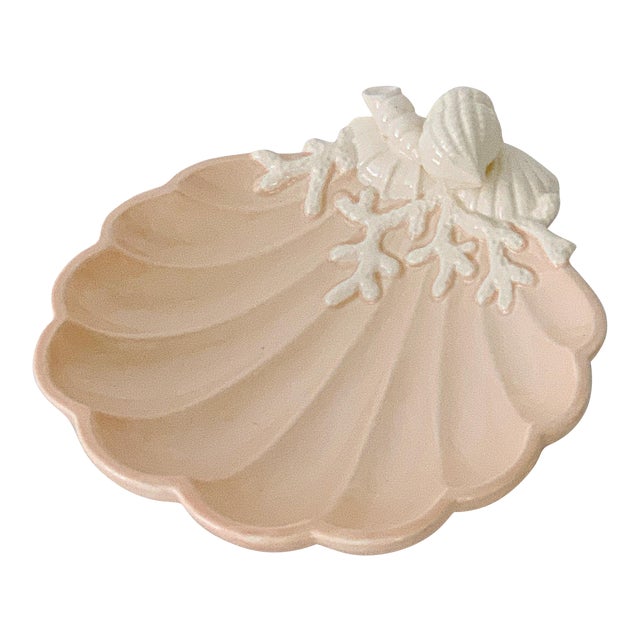 Vintage Fitz & Floyd Ceramic Sea Shell Corals Trinket Dish Bowl For Sale