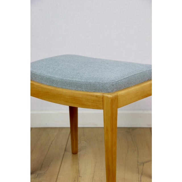 1970s Stool in Blue Natural Fabric, 1970s For Sale - Image 5 of 12